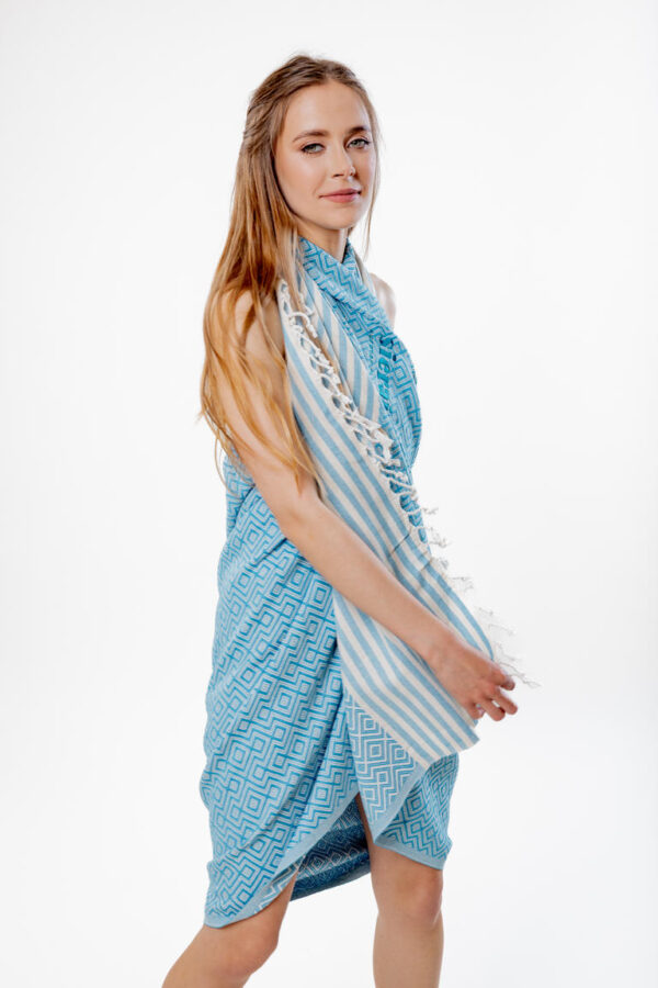 Hammam chusta Sarong – Niebieski - obrazek 8