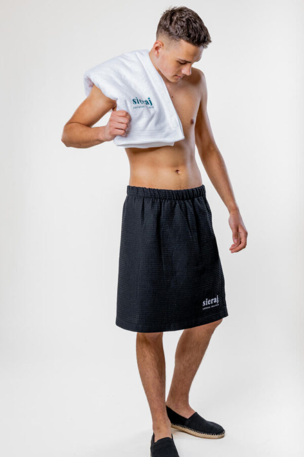 Kilt do Sauny Wafel – Lekki, Przewiewny, Wygodny - Czarny - obrazek 2