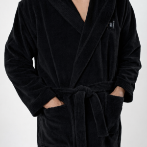 Szlafrok Velvet z kapturem – czarny