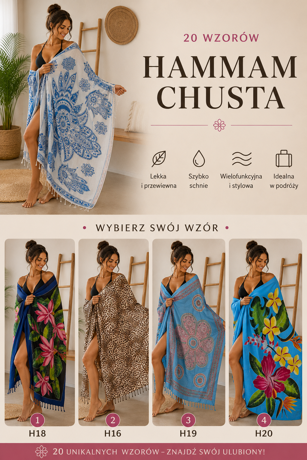 HAMMAM CHUSTA INDIA - 20 WZORÓW
