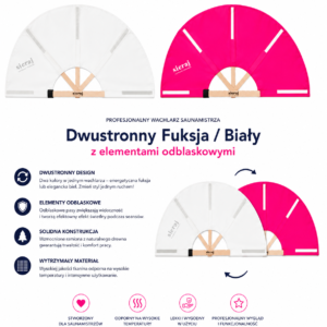 Wachlarz dwustronny - Fuksja / Biały